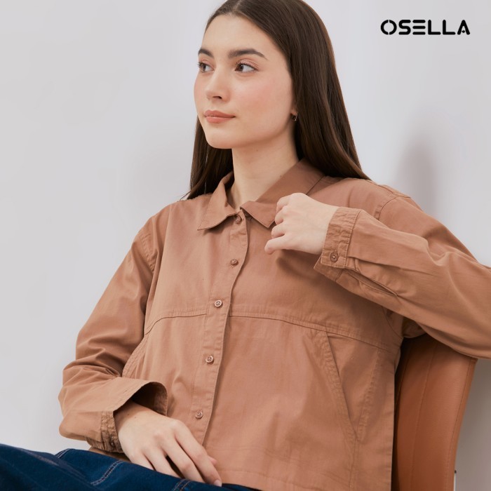 Osella Lexi Cropped Shacket In Brown 2137501056 | Kemeja Lengan Panjang Wanita
