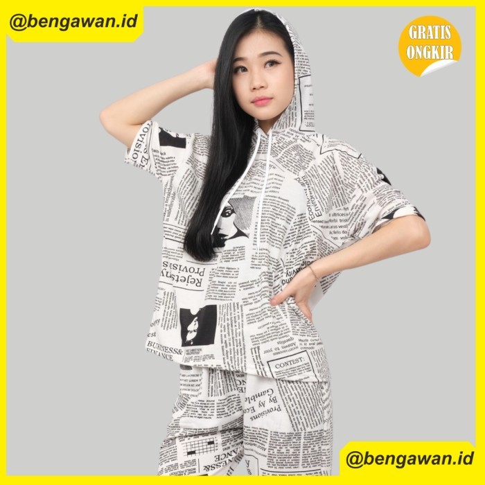 Monellina HALKA Sweater Hoodie Atasan XXL Jumbo Murah Wanita Kekinian - Putih, XXL