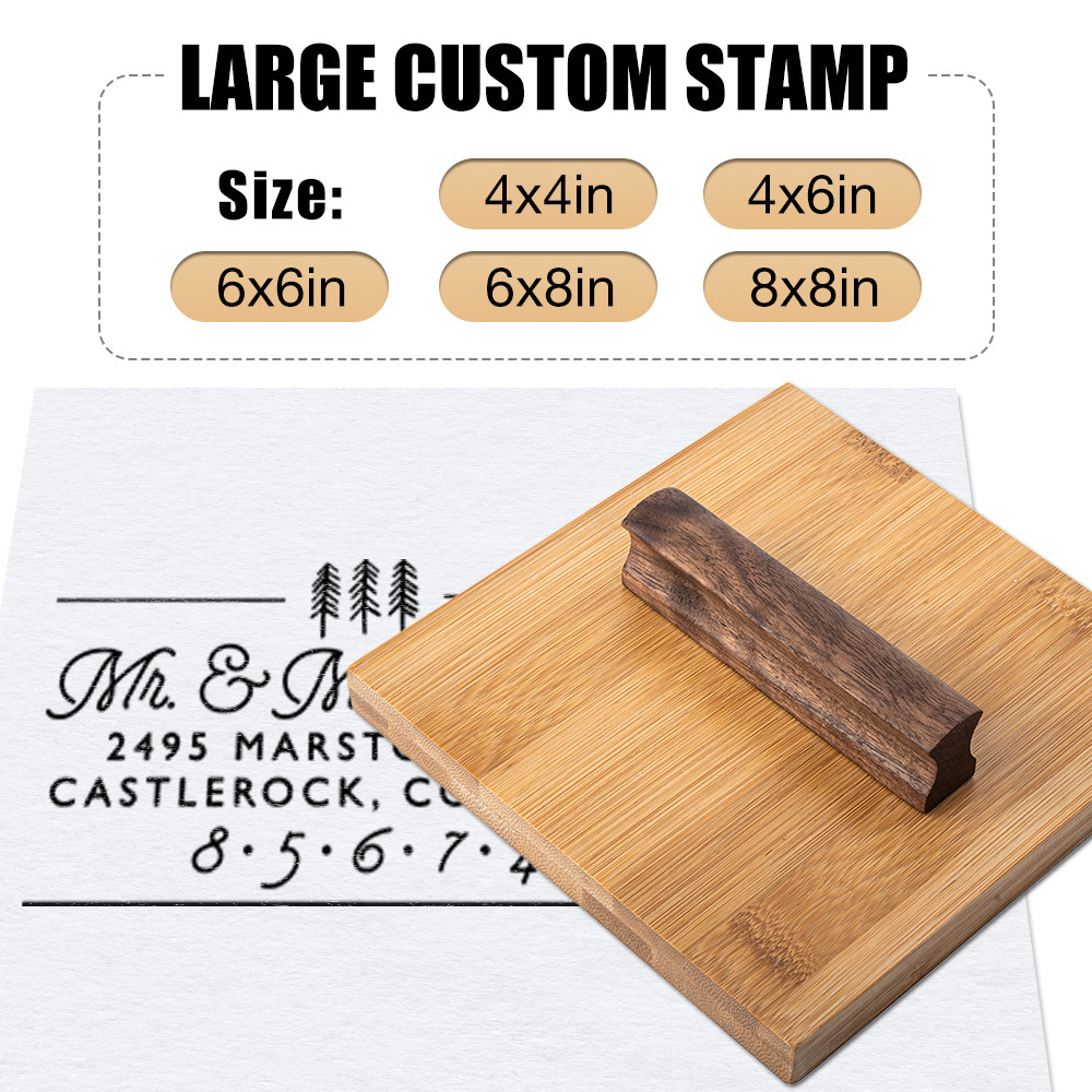 

Large Custom Stamp Business Packaging Stamps Wood Block Rubber Wedding Stamp Personalized Logo Large Seal for Kraft Paper Bag