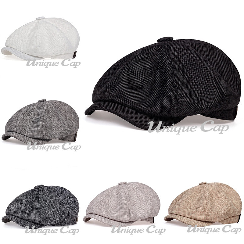 Topi Newsboy Retro Topi Datar Pria Topi Berkendara Campuran Antilembap Topi Baret Toko Roti Pria Top