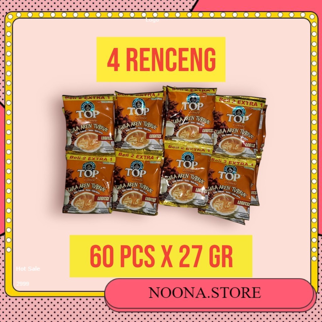 

4 Renceng TOP Kopi Gula Aren 3in1 Instant Coffee Sachet (60 pcs x 27gr)