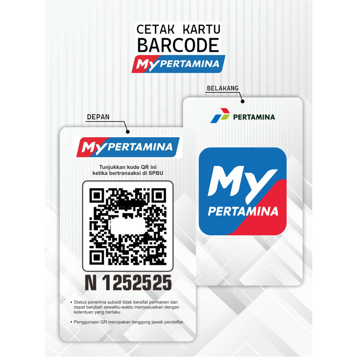 

KARTU BARCODE / CARD BARCODE My Pertamina