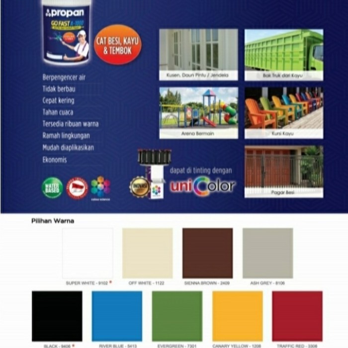 Terlaris - Propan Cat Besi & Kayu Waterbase Go-fast A 1000 Black Doff -1kg - ASH GREY