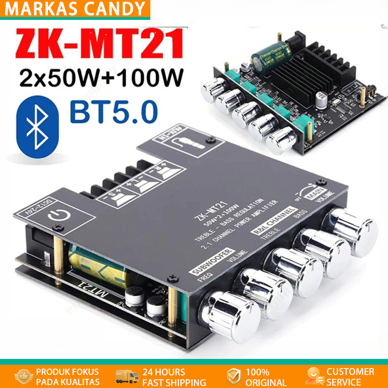 Audio Stereo Bass Power Amplifier Board ZK-TB21 ZK-MT21 Bluetooth 5.0 50Wx2+100W Amplifier Mini Blue