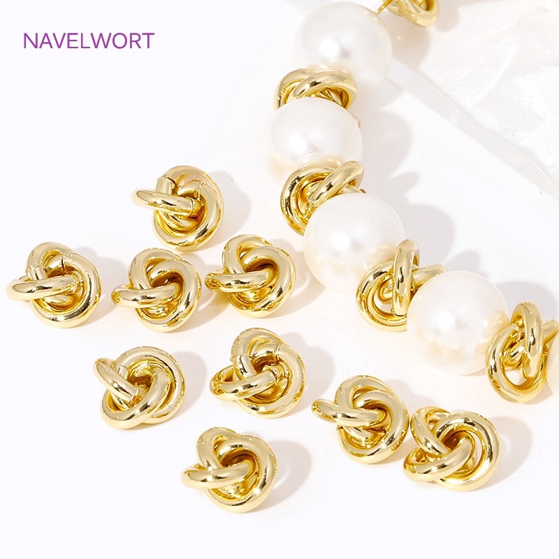 18K Gold Plated Brass Weave Round 7.5MM Spacer Beads,Separators For Beads,DIY Beading Jewelry Making