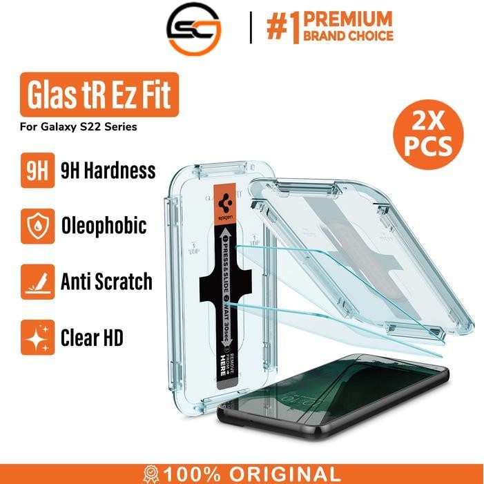 Tempered Glass Samsung Galaxy S22 Ultra Plus Spigen Glas tR EZ Fit Clear HD Anti Gores Protector