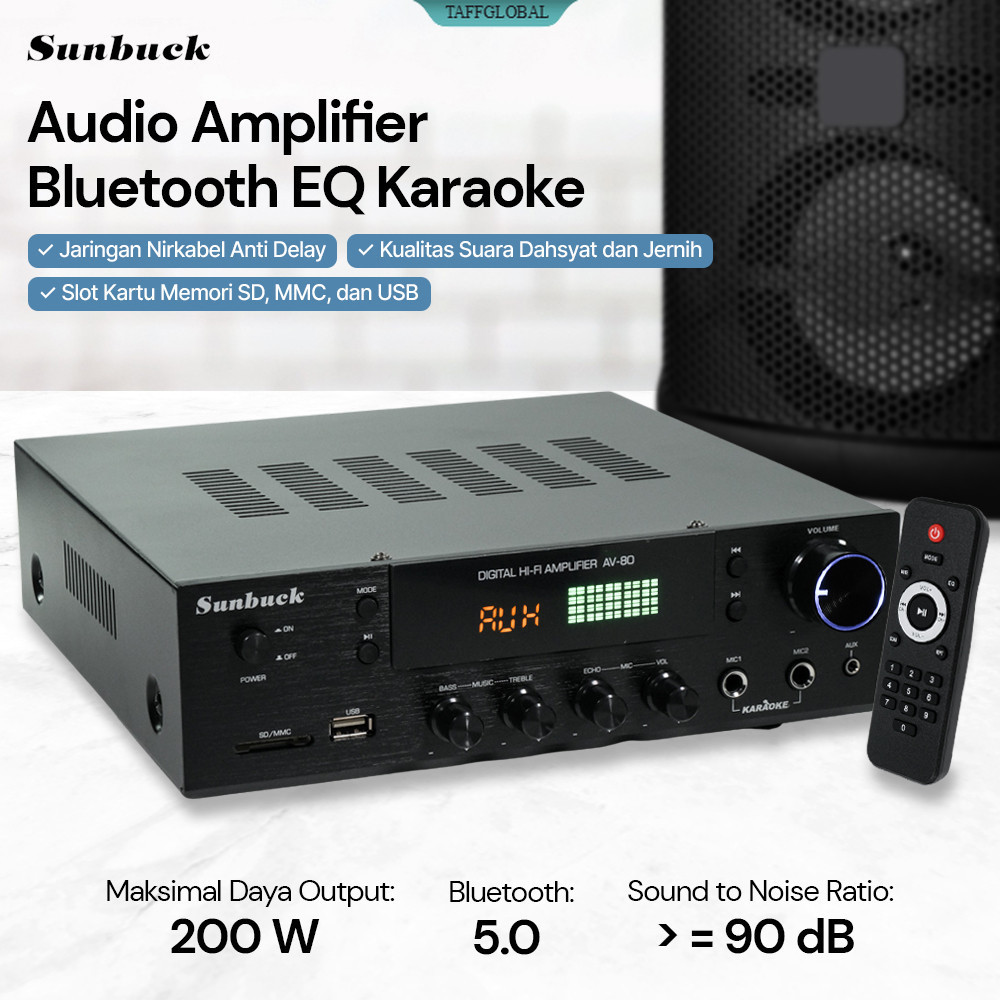 Sunbuck Audio Amplifier Bluetooth EQ Karaoke FM Radio 200W - AV-80