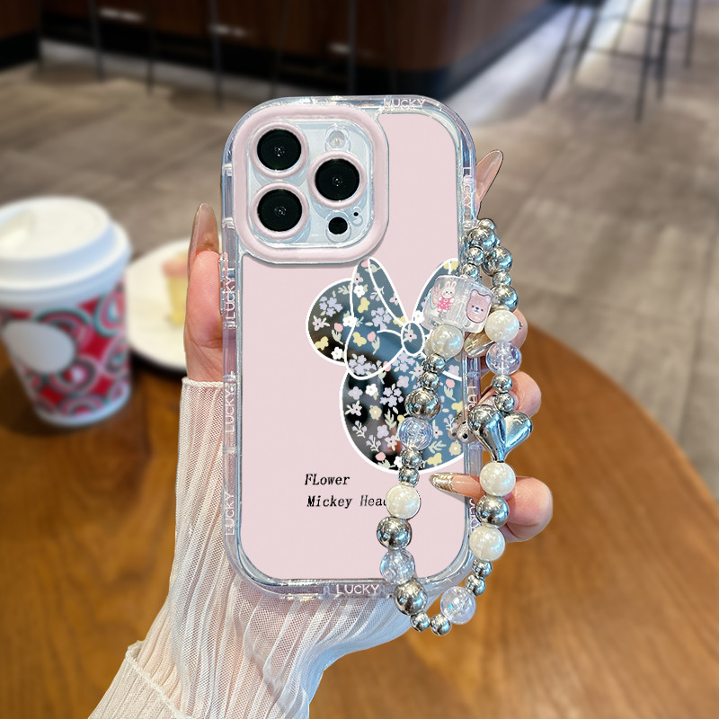 Case+Gelang Case Mirror Mickey Lucu Case hp Xiaomi Redmi 13C C65 9C 12 NOTE 11 11T PRO NOTE 12PRO Ca