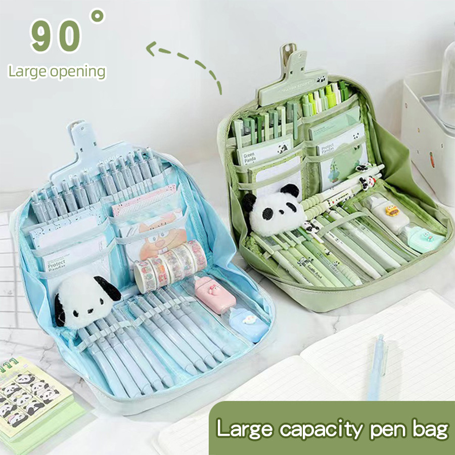 

12Layers Green Blue Pink Black Pen Bag Storage Large Capacity Simple Pencil Case Student Zip Bag Creative Multi-function Box