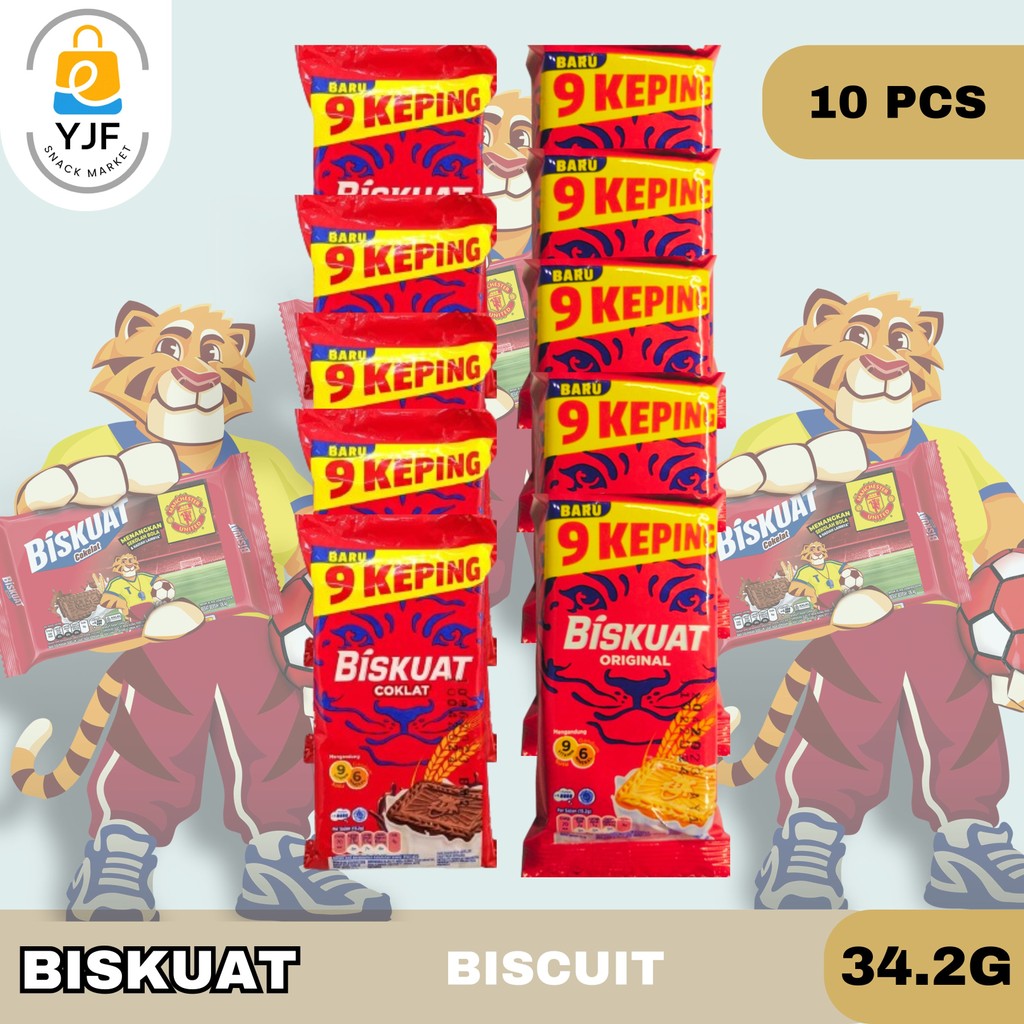

Biskuat Biscuit 34.2g isi 10 PCS / Rasa Chocolate / Original / Biskuit / Snack / Cemilan / Kue