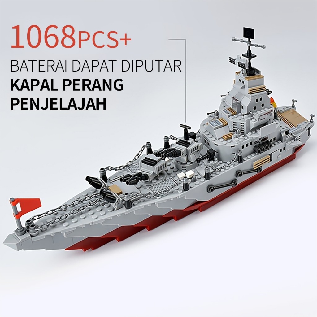 Kapal induk mainan blok bangunan tentara tentara hadiah ulang tahun puzzle mainan blok bangunan Bisa