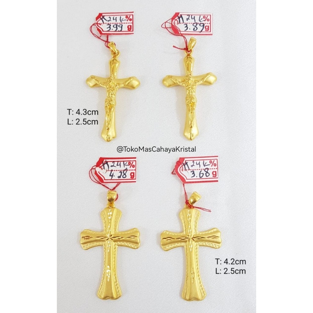 Liontin Emas Salib 24k HK Hongkong 999%- Gold Pendant