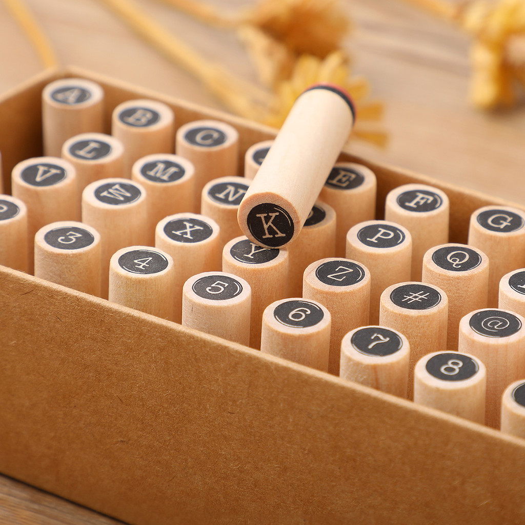 

40 Creative Alphanumeric Cylindrical Wooden Stamps, DIY Manual Diary Decorated Stylish Wooden Stamps, Gifts for Friends