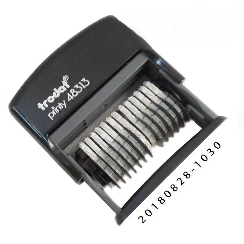 

13-DIGIT number file code stamp custom-printed press-back-ink automatic ink out name signature stamp double date date month day