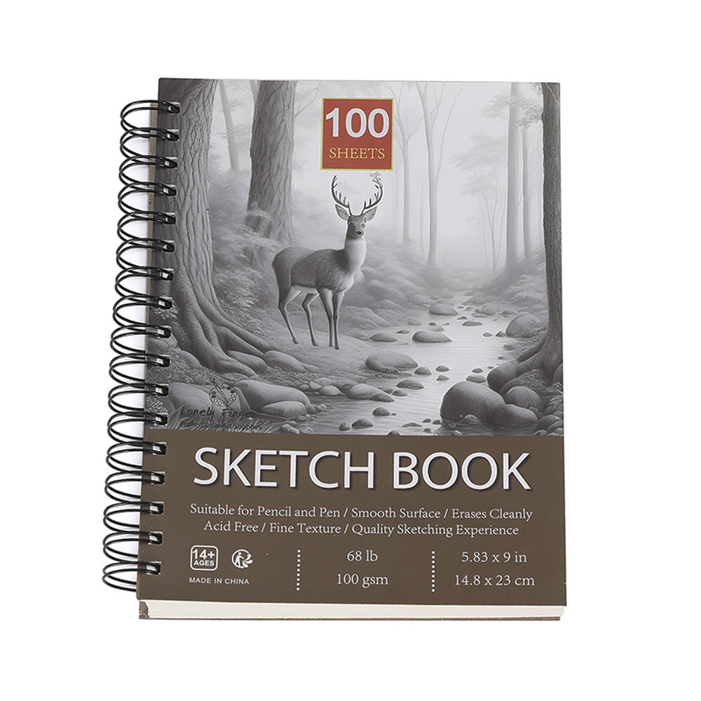 

1PC 100-Sheets 5.83x9 inches Sketch Book, Top Spiral Bound Sketch Pad, (68lb/100gsm), Acid Free Art Sketchbook Artistic Draw