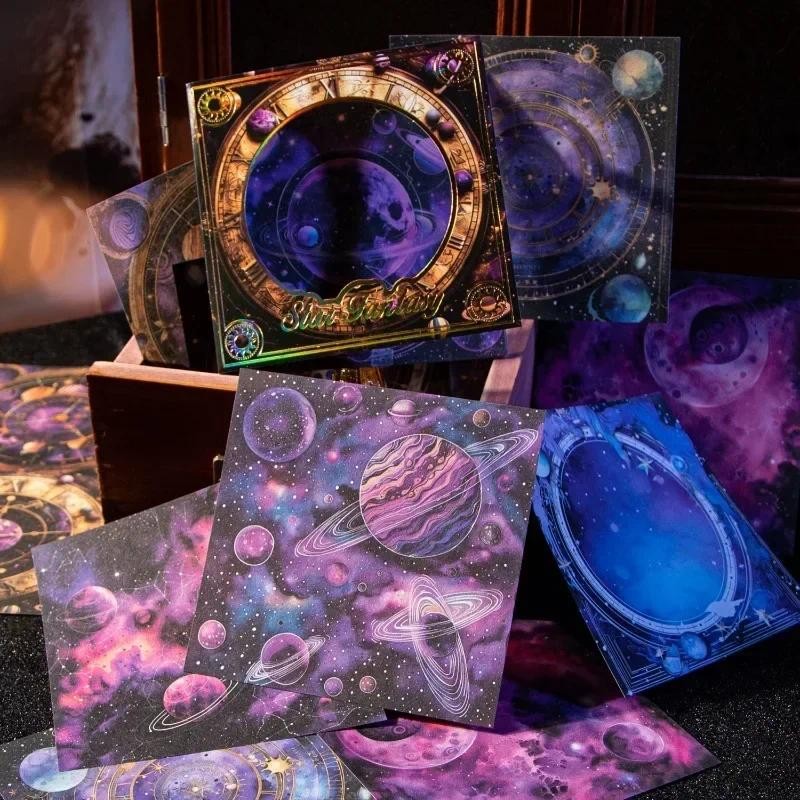 

30Pieces Material Paper Star Fantasy Base Moon Phase Notebooks Background Decoration Writing Handbook Scrapbook 130*110mm