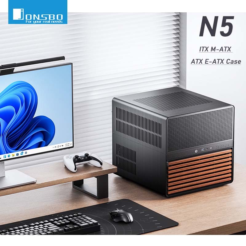 Jonsbo N5 NAS Computer Chassis ITX/M-ATX/ATX/E-ATX PC Case 12+4 Hard Disk Space ATX Power Supply Wit