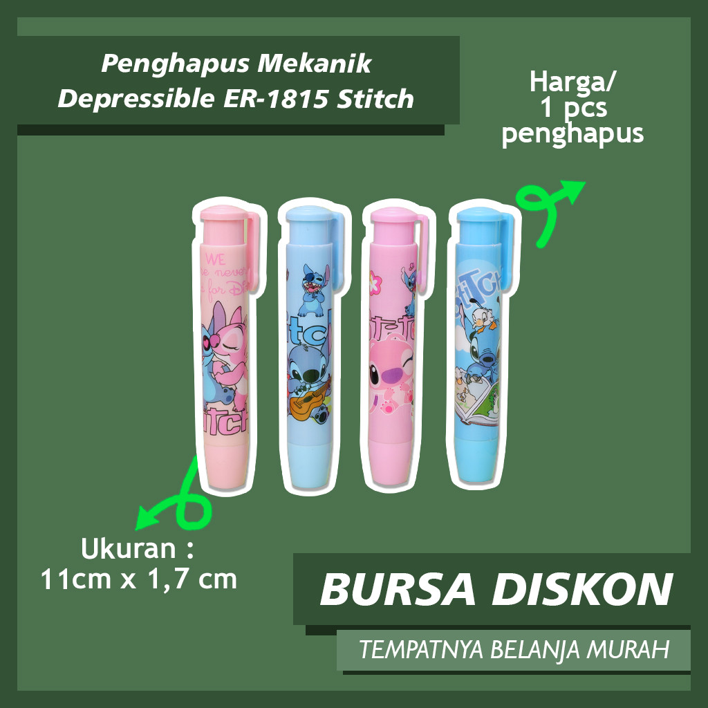 

Penghapus Mekanik Depressible ER-1815 Stitch Mechanical Bentuk Hapusan Pegangan Lucu Unik