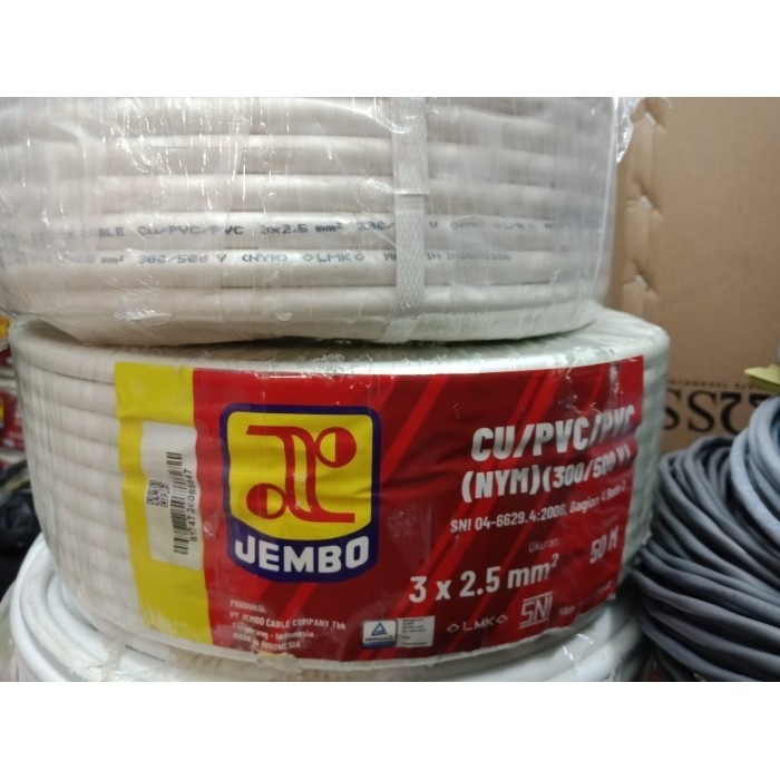 KABEL JEMBO NYM 3x2,5mm 50METER / KABEL NYM JEMBO 3x2.5 @50METER SNI ORIGINAL