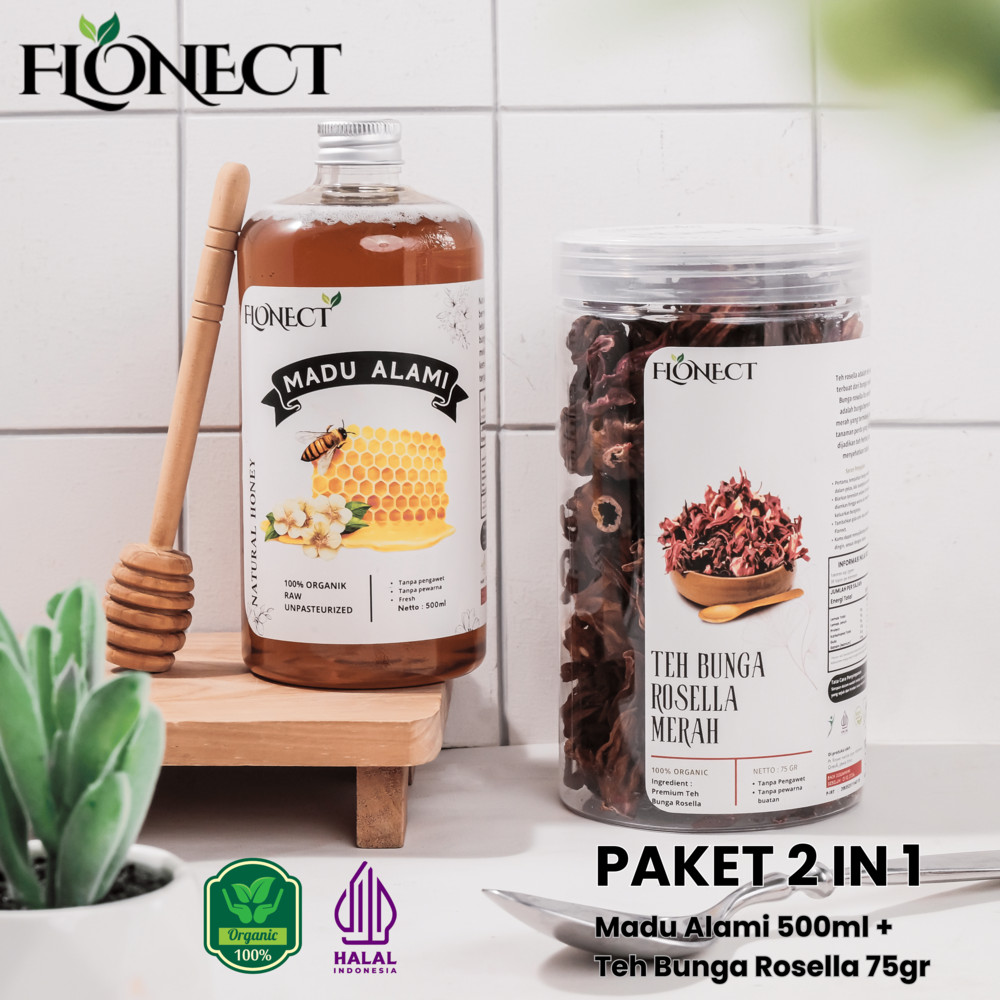 

Flonect Paket 2 in 1 Madu alami 500ml dan Teh Bunga Rosella Merah 75gr