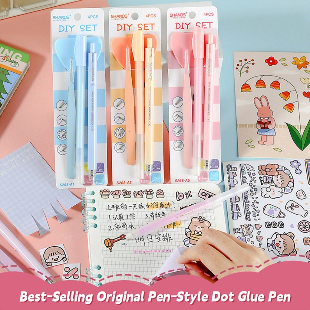 

4 pcs DIY Journaling Set with Tweezer, Pinset, Cutter, and Glue H732