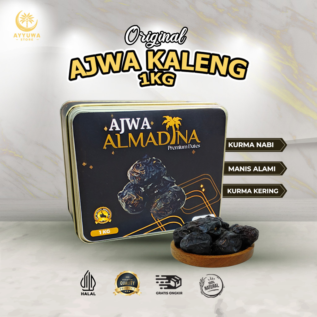 

KURMA AJWA AL MADINAH PREMIUM KEMASAN KALENG 1KG ORIGINAL KURMA NABI
