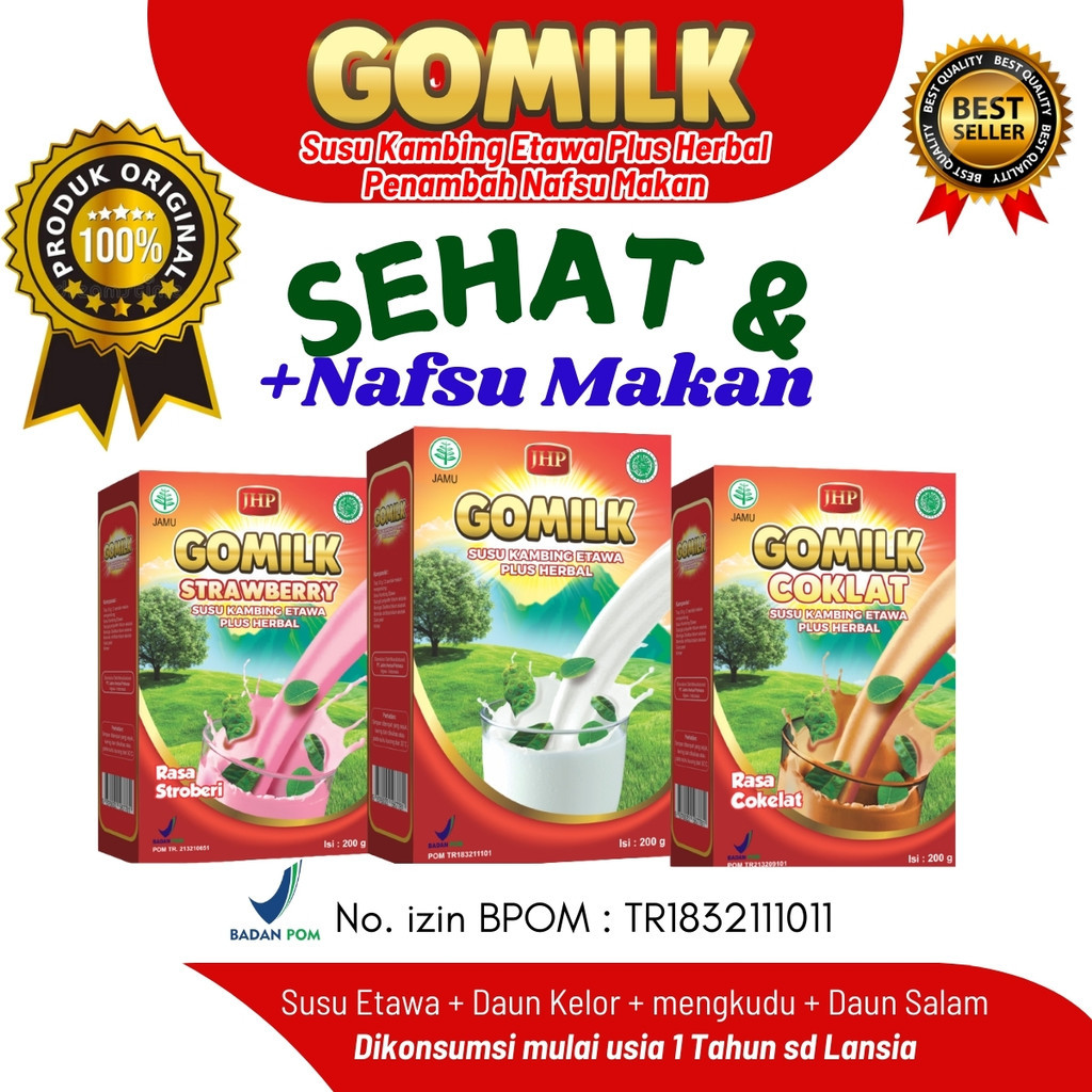

[ susu pengemuk badan ] GOMILK 200gr Susu Kambing Etawa Plus Herbal menambah nafsu makan anak