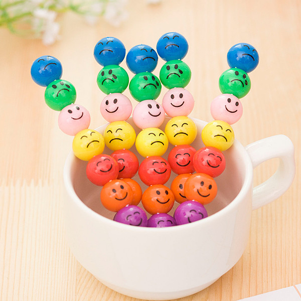 

Pensil Bola Rainbow warna pelangi motif Smiley 1 set isi 7 warna pencil susun emoji OS
