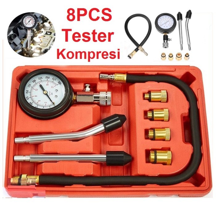 

8Pcs Set Tester Kompresi Silinder Mesin Mobil Alat Pengukur Tekanan