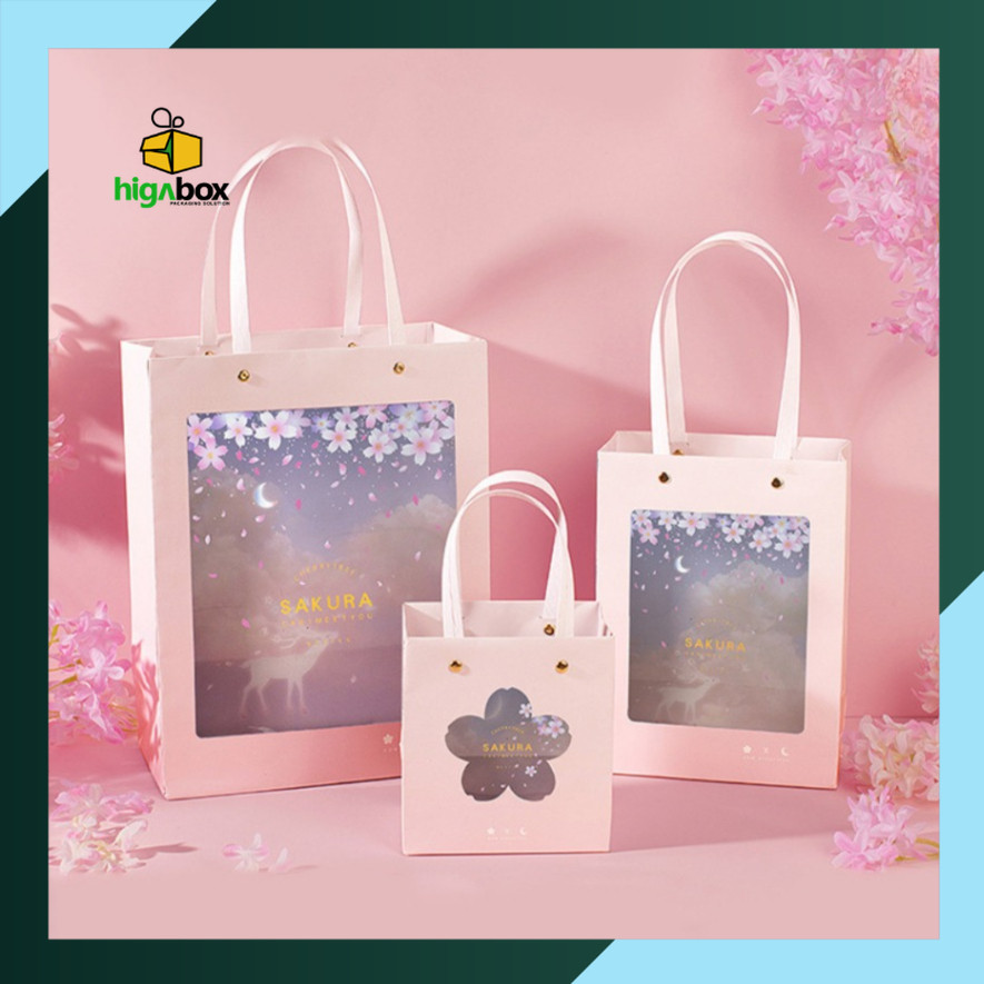 

Paper bag / Paperbag Bridesmaid Bunga Sakura / Paperbag warna pink / Paper bag 24x13x31 / Paperbag Souvenir | AB03