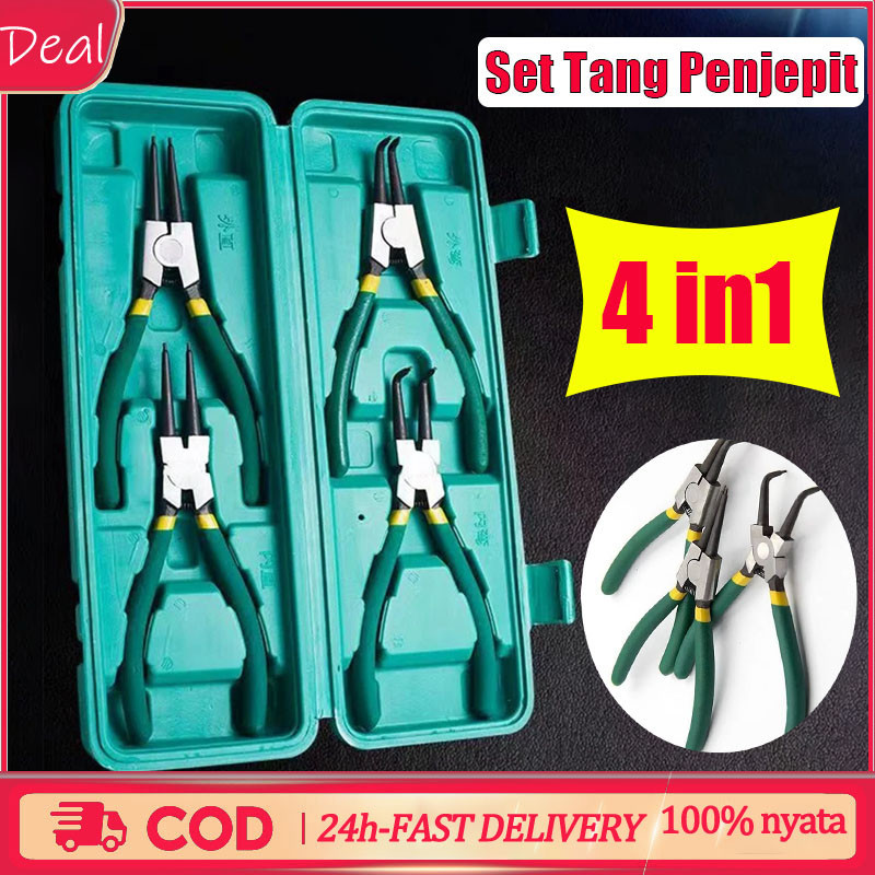 Tang snap ring / Tang Combination Multifungsi /cin 4 IN 1 7 Inch Set Tang Circlip Bengkok /tang teki