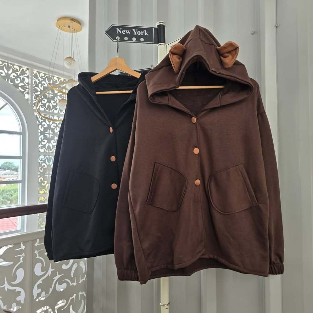 MARSHA BEAR HOODIE FJ - HOODIE SWEATER WANITA KOREAN STYLE CUTE - POCISHOP88