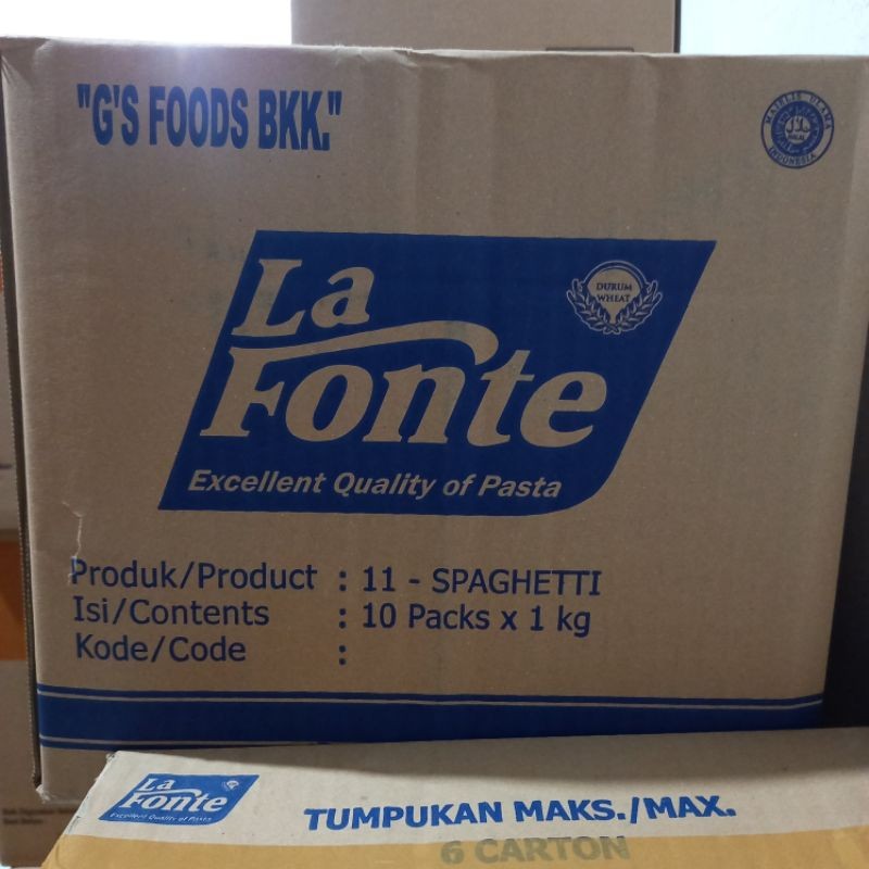 

(KARTONAN) La Fonte Spaghetti Fettucini Chiffery Regrate / Khusus Gojek Grab
