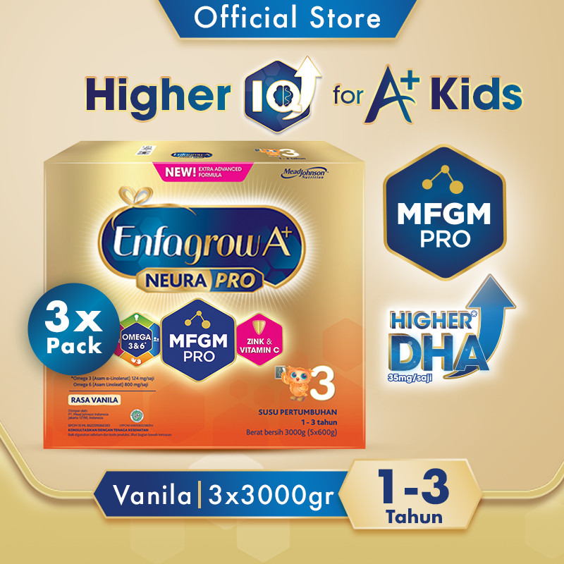 

Enfagrow A+ 3 Susu Formula Anak 1 - 3 Tahun Vanila 3000 gr [3 Pcs]