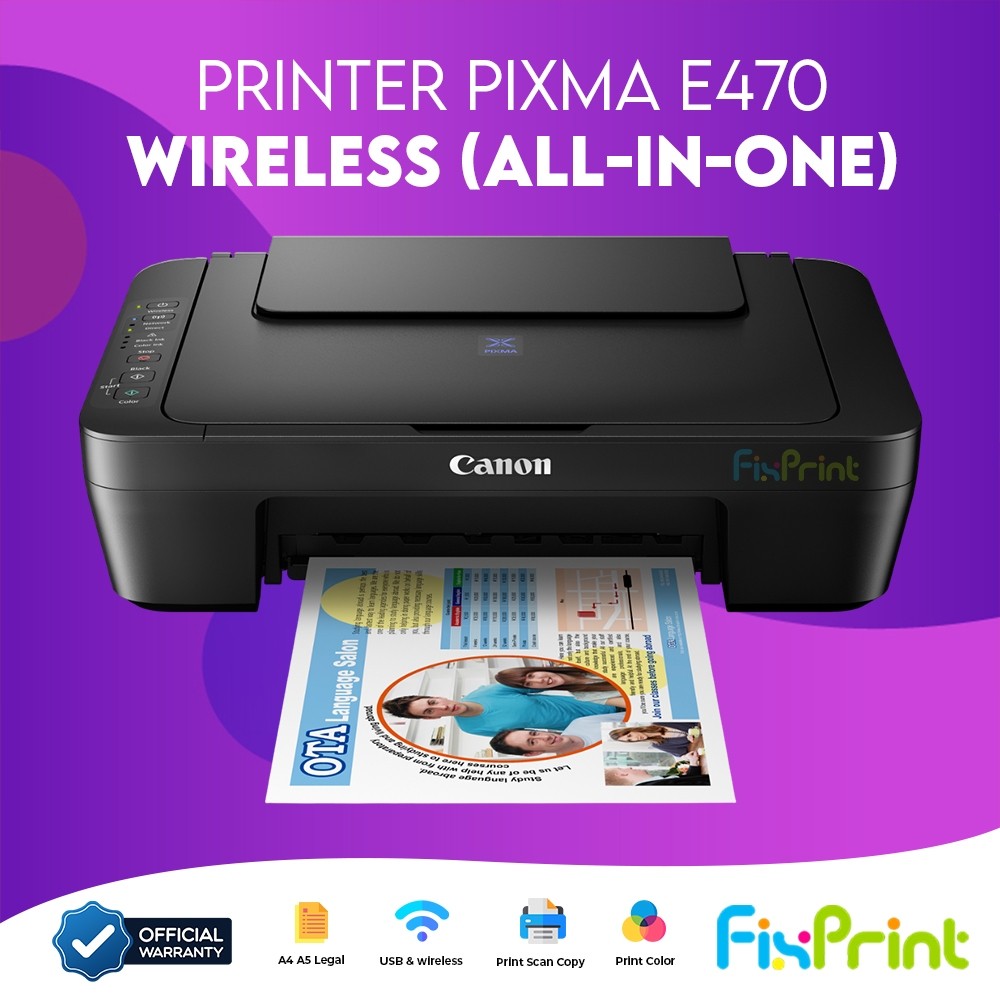 

FixPrint Printer PIXMA E470 Wireless MG2570s / E410 Printer Scan Copy Print Inkjet All in One