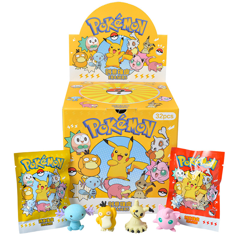 

Anime Pokemon Blind Box Eraser Kawaii Pikachu Action Figure Model Doll Student Stationery Toy For Children's Gifts