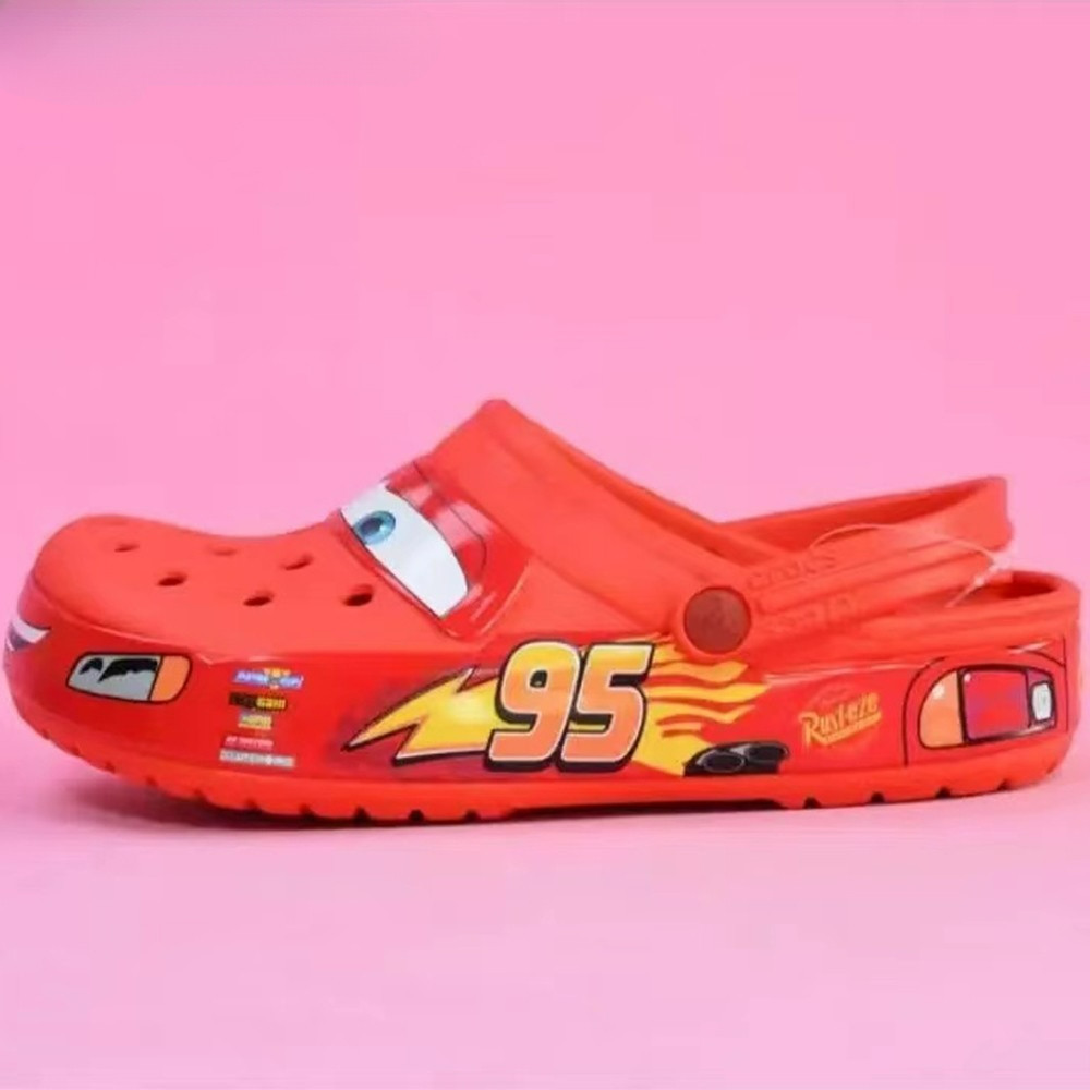Cross Sandal anak cars mquin led Mcqueen Dewasa Uniseks Sepatu Lubang Mobil