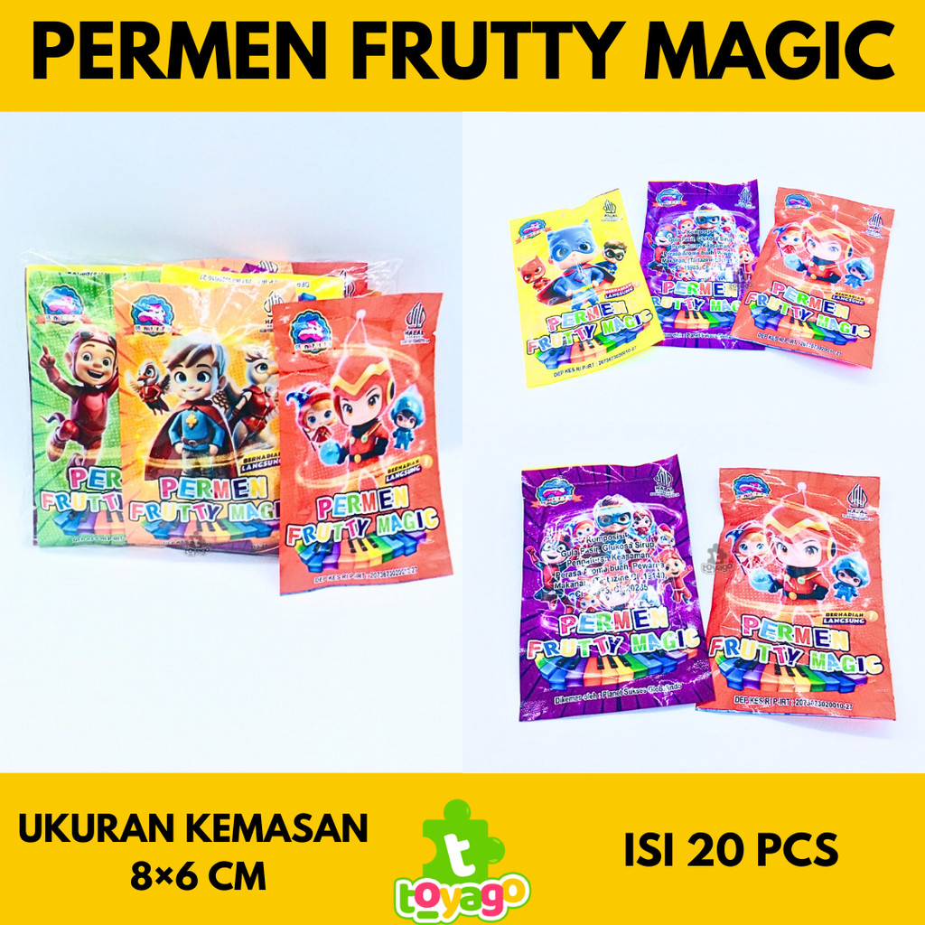 

Permen frutty magic berhadiah langsung isi 20 pcs permen grosir murah