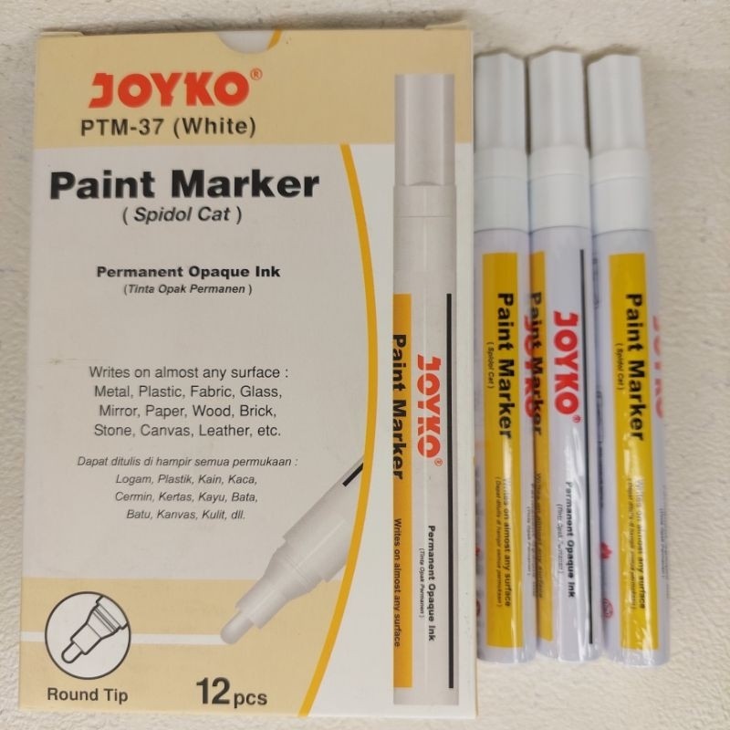 

SPIDOL PUTIH PERMANEN PAINT MARKER JOYKO PTM-37/perlusin