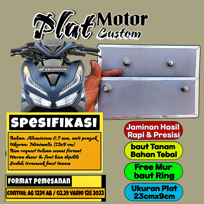 Plat Putih Bebas Custom