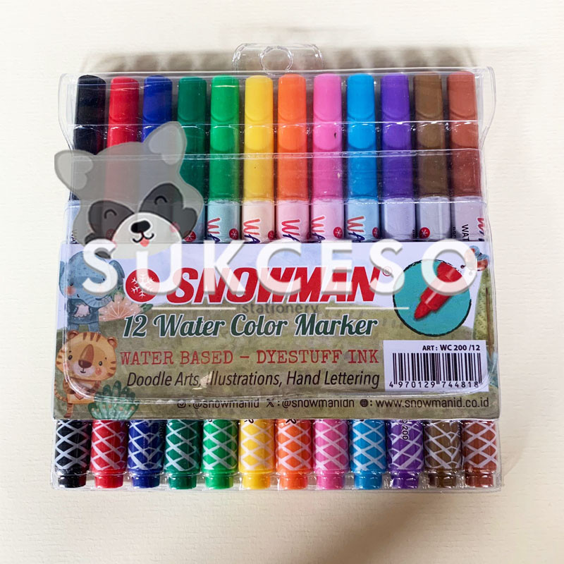 

Snowman Water Color Marker 12 WC-200 / Spidol Warna Cat Air Isi 12 Color