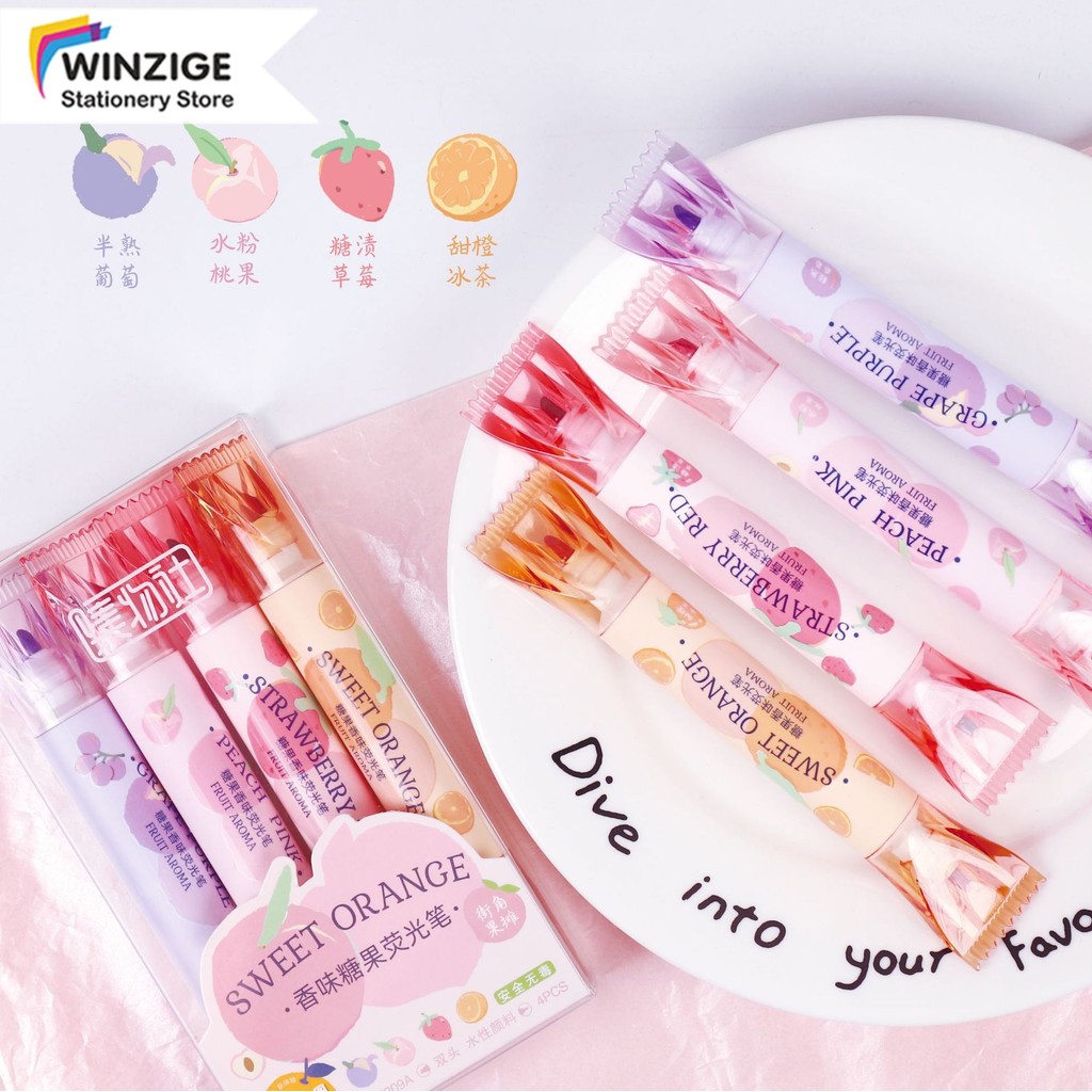 

Winzige 4pcs Highlighter Stabilo Pastel Spidol Highlighter Pen Warna Warni Aesthetic Lucu Journal Marker Pen Alat Tulis Highliter Spidol Jurnal Stationary