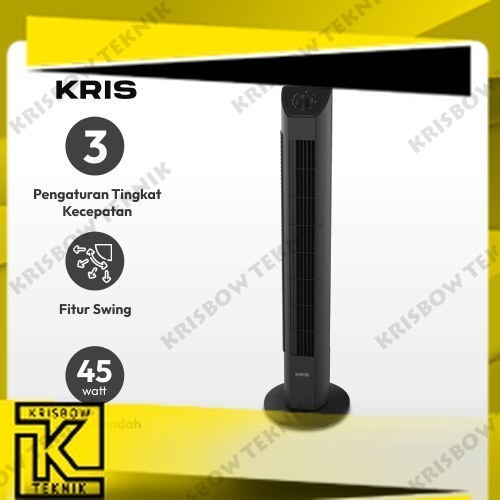 Kris Kipas Angin Berdiri Pedestal tower fan - Hitam putih