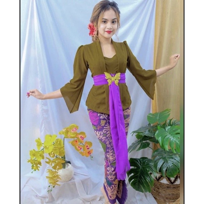 Pusat Baju Adat (Kebaya Saja) Kebaya bali moscref kutubaru lengan lonceng Kartini