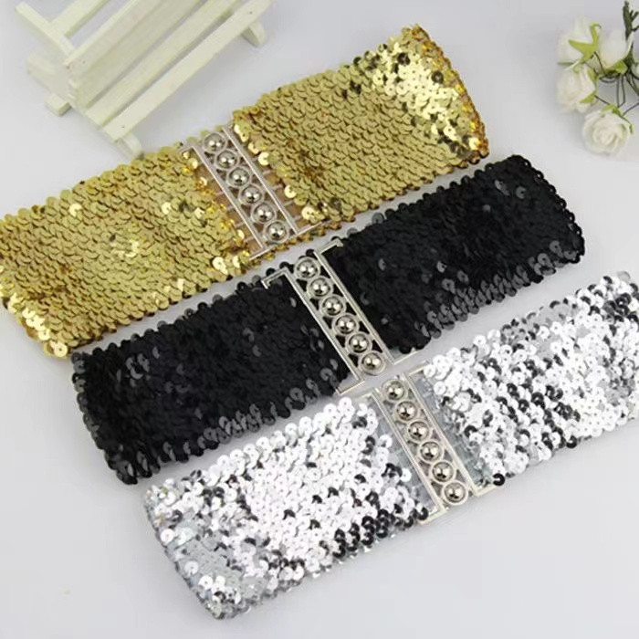 Ikat Pinggang Elastis Wanita Gemerlap Belt Payet Ikat Pinggang Wanita Belt Payet Belt Dress