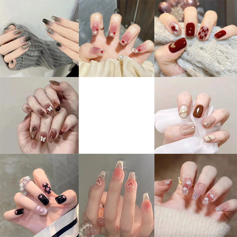 24Pcs/BOX 3D Kuku Palsu Grosir Kuku Nail Alat Perawatan Kuku Perawatan Kecantikan Kuku Kaki Palsu