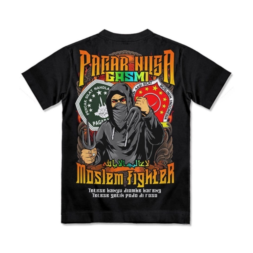 KAOS PAGAR NUSA REFLEKTIF NYALA - Baju Pencak Silat Gasmi Moslem Fighter PN IPSNU Reflective