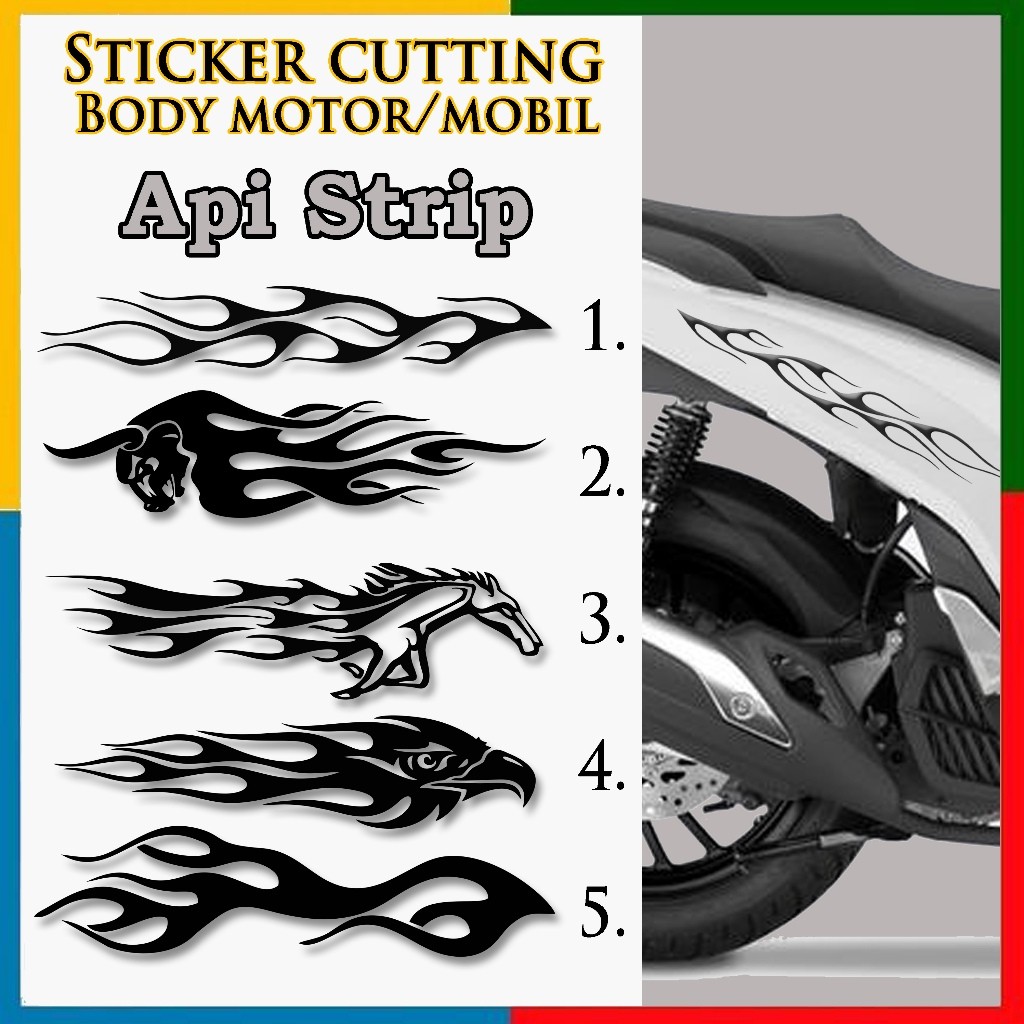 Stiker Body Motor Mobil / Stiker Cutting Strip Api