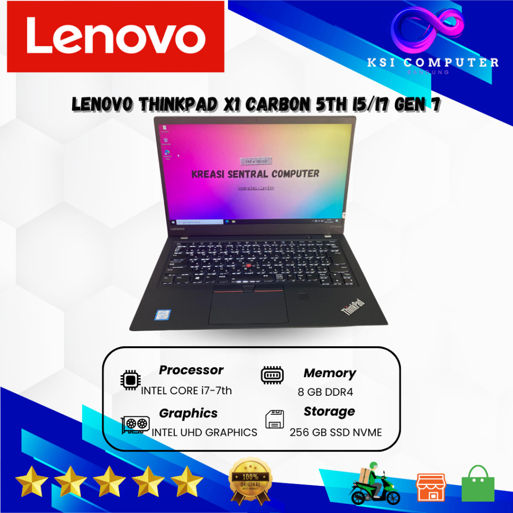 Lenovo Thinkpad X1 Carbon 5th Intel Core i5/i7 GEN 7 Ram 8GB Ssd 256GB