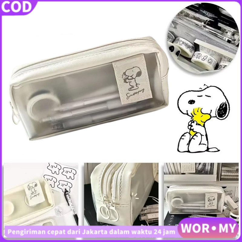 

【WOR·MY】Kotak Pensil Snoopy Tas Penyimpanan Alat Tulis Multifungsi Kartun Kantong Pensil Ritsleting Ganda Kapasitas Besar Perlengkapan Alat Tulis